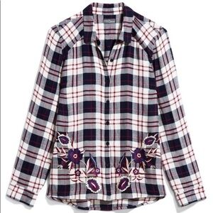 Stitch Fix l Market & Spruce Embroidered Plaid Button Down, Medium